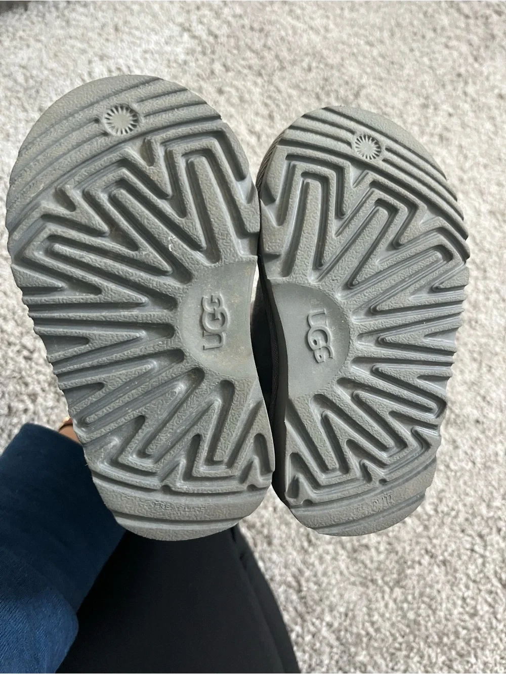UGG Kids Gray Suede Shearling-Lined Boots